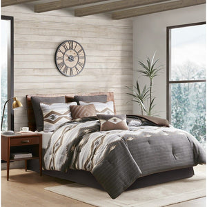 Bitter Creek - King Oversized Comforter Set - Gray / Brown