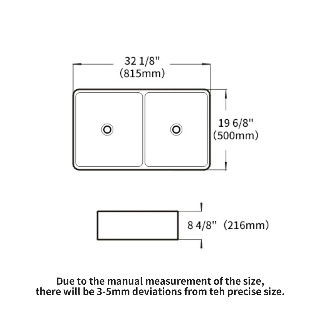Double Bowl Apron Front Kitchen Sink 32", Sturdy And With Scratch Resistant - White