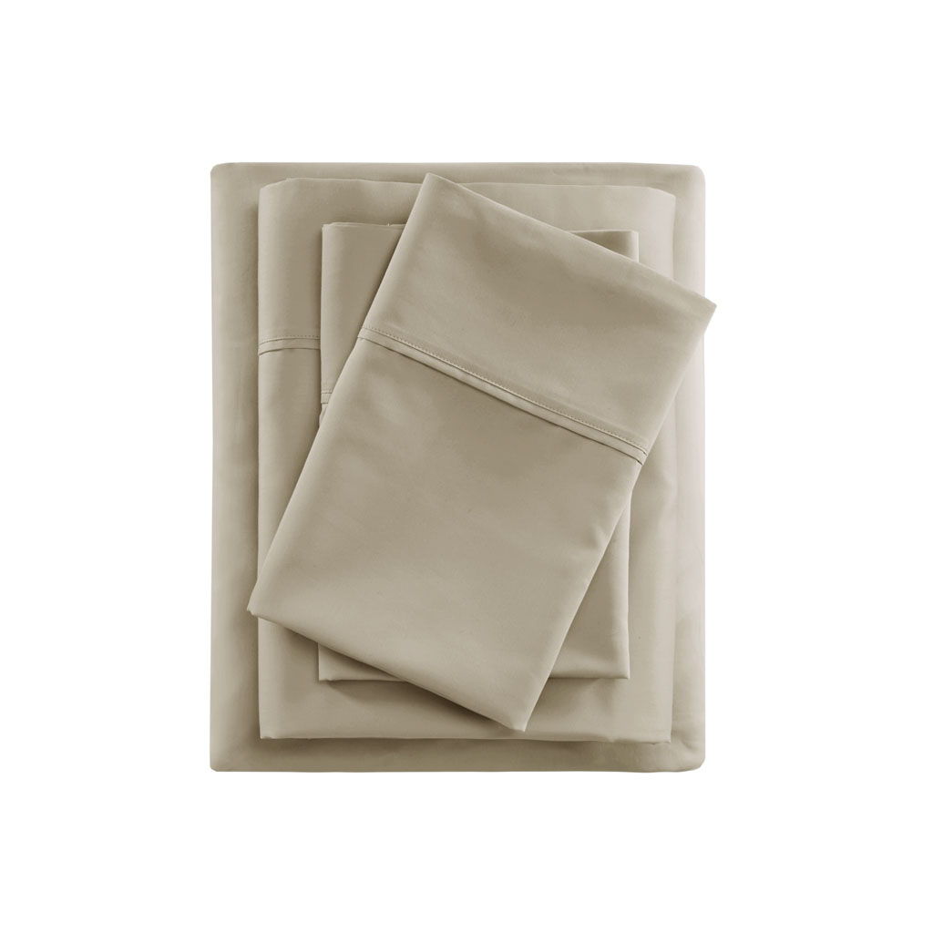 600 Thread Count - Cooling Cotton Blend 4 Piece King Sheet Set - Khaki