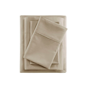 600 Thread Count - Cooling Cotton Blend 4 Piece King Sheet Set - Khaki