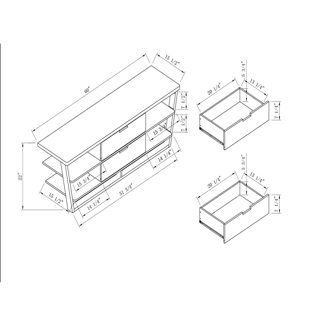 TV Stand With Four Open Shelves And Two Drawers With Cutout Handles - Dark Brown