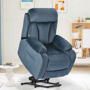 Power Lift Chair Recliner With Remote Control, Electric Reclining Sofa, Fabric Power Recliner For Living Room - Navy Blue