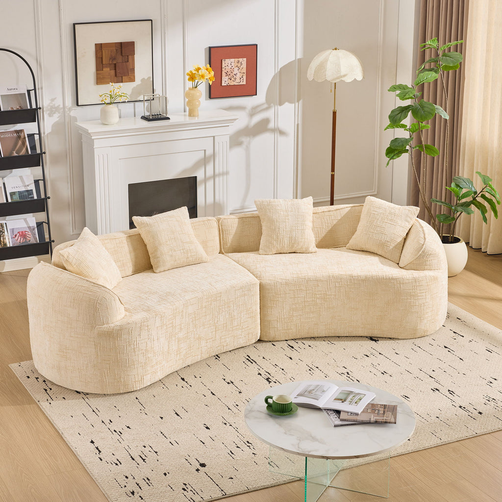 Curved Compressed Sofa, Nordic-Style Design For Living Room
