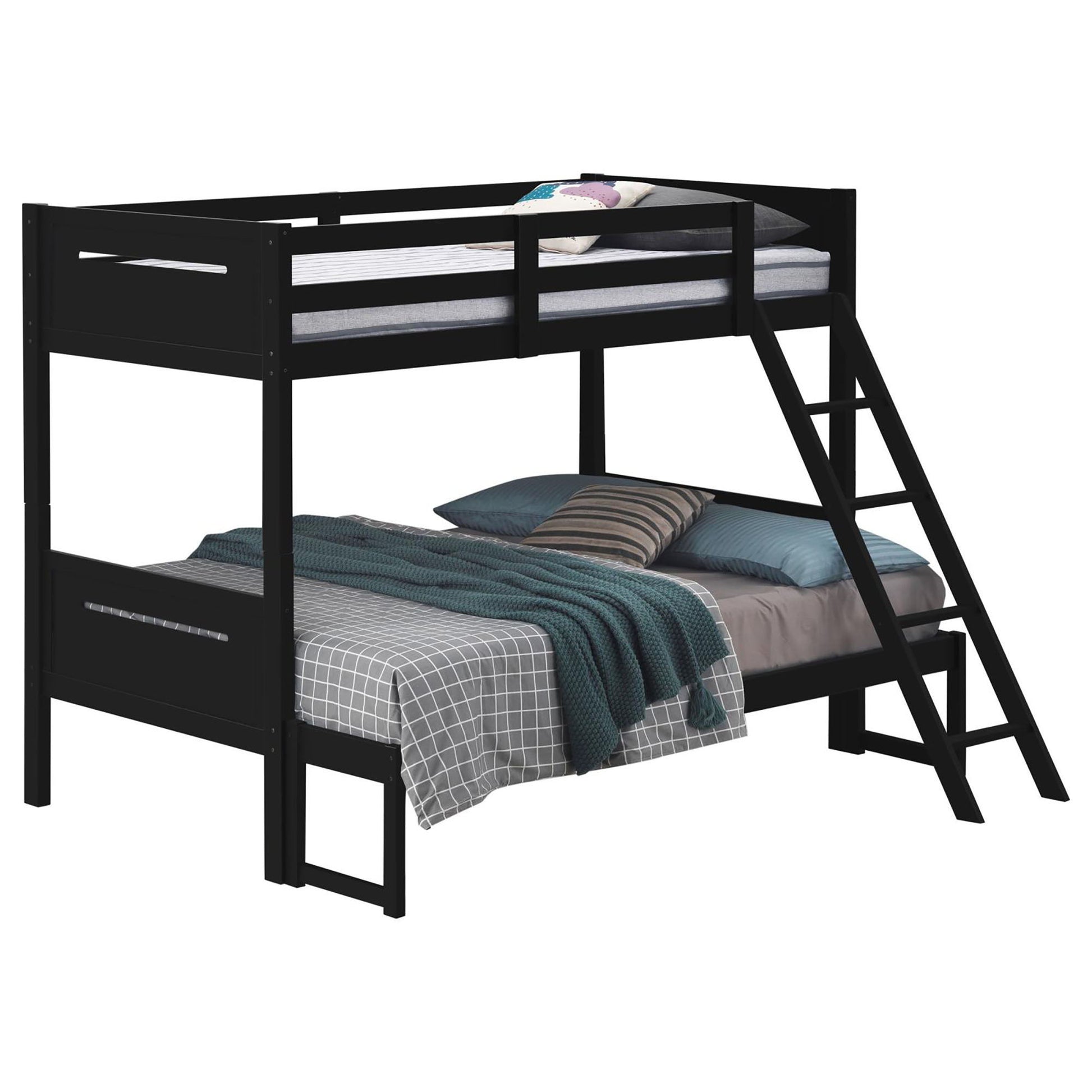 Bunk Bed With Built In Ladder, Safety Guardrails And Angled Access Step