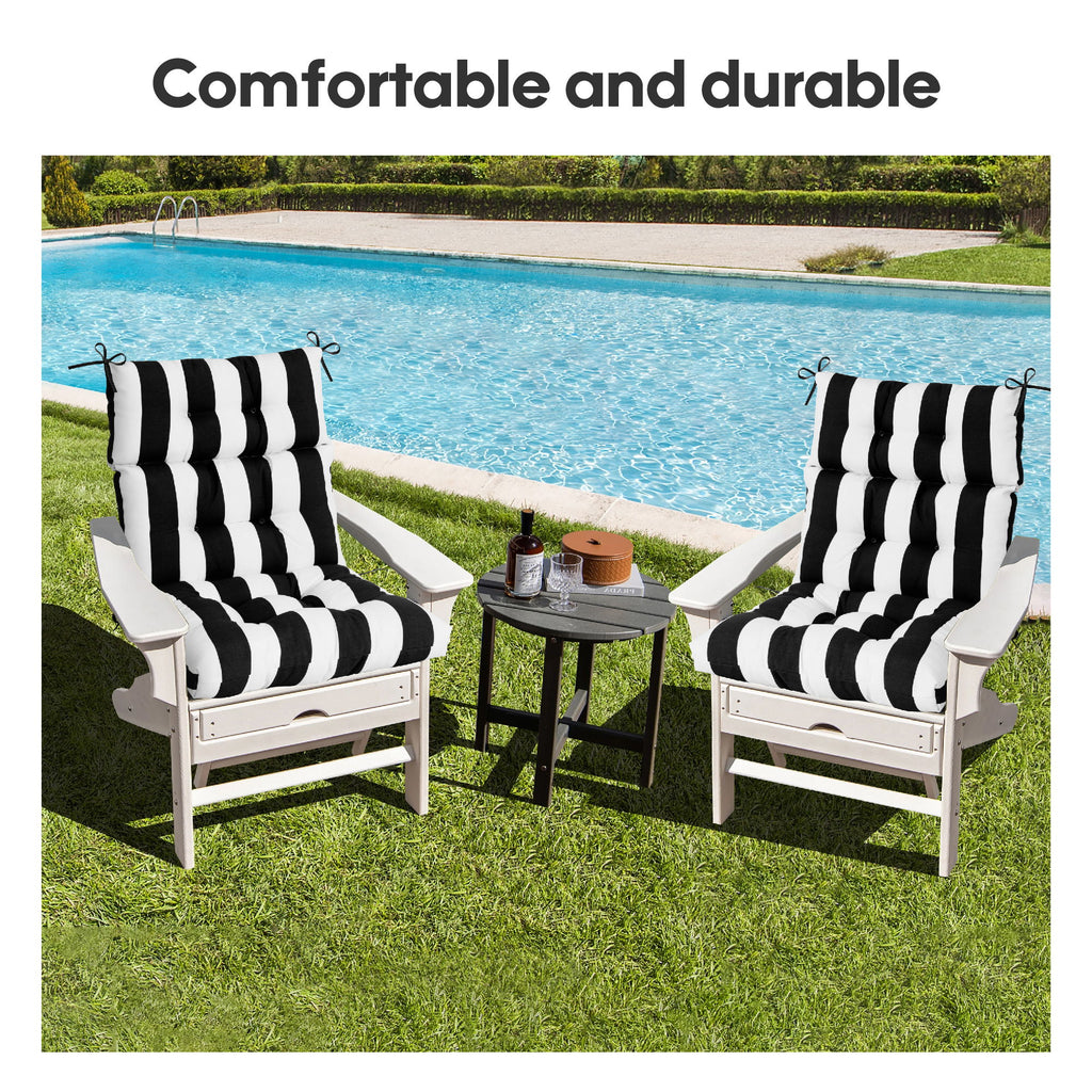 2 Piece High Back Patio Chair Cushion Set, Tufted Adirondack And Rocking Chair Cushions