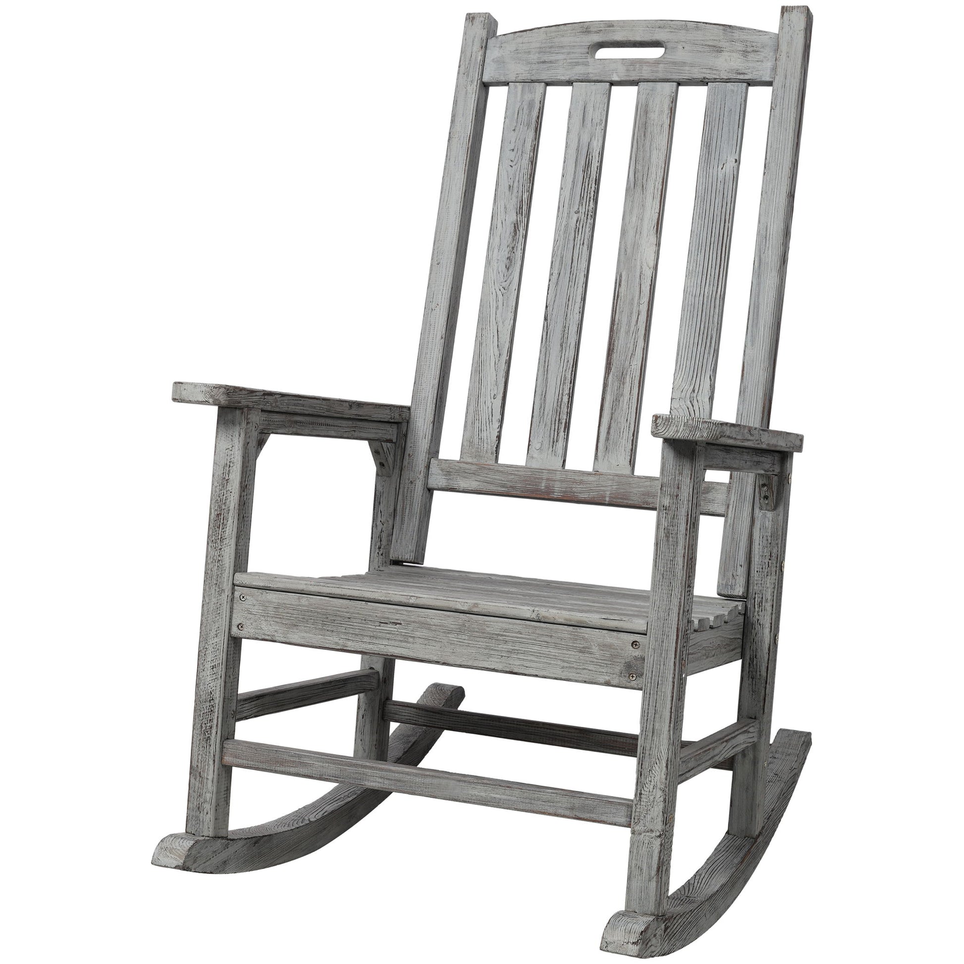 Oversized Porch Rocker Chair With Wide Seat And Tall Backrest