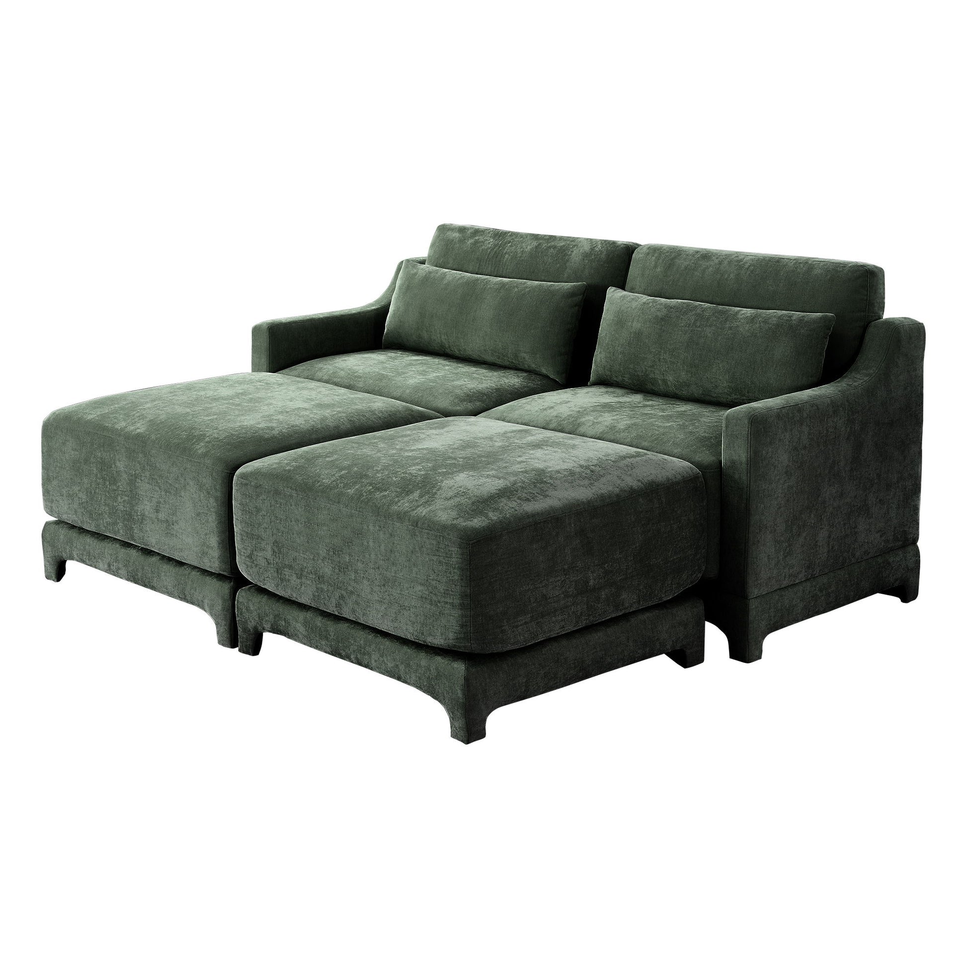 Stylish Sofa With Ottoman And Lumbar Pillows, Ergonomic Design