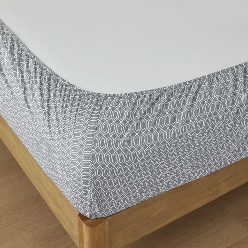 Cotton 144TC - California King Printed Sheets - Diamond Gray