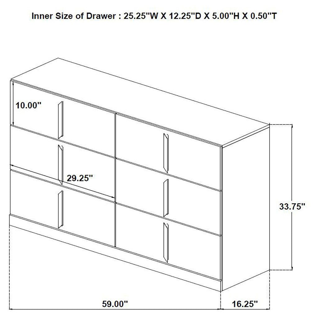 Lauryn - 6 Drawer Dresser Cabinet - Gloss White