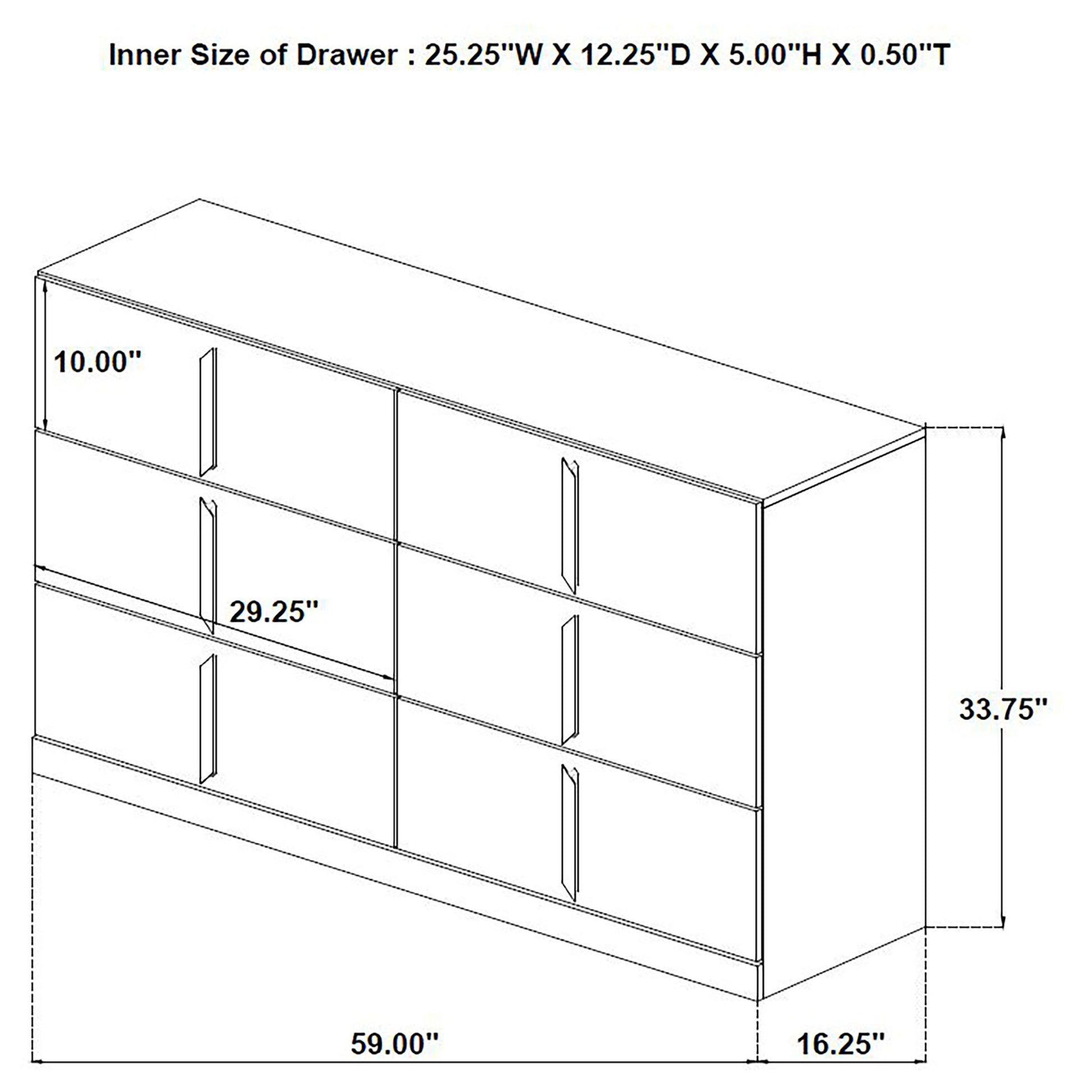 Lauryn - 6 Drawer Dresser Cabinet - Gloss White