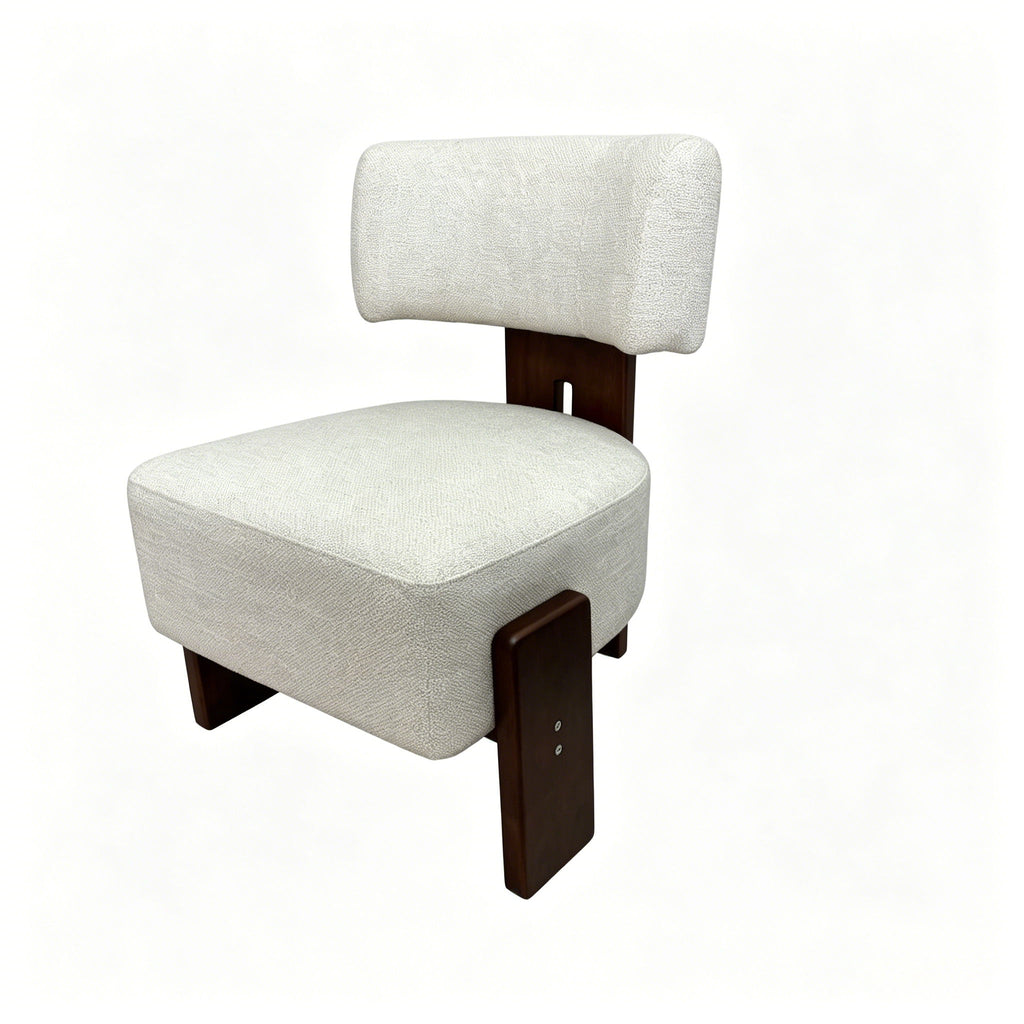 Geometric Armless Accent Chair - Beige / Brown