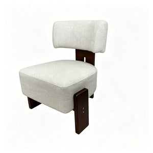 Geometric Armless Accent Chair - Beige / Brown