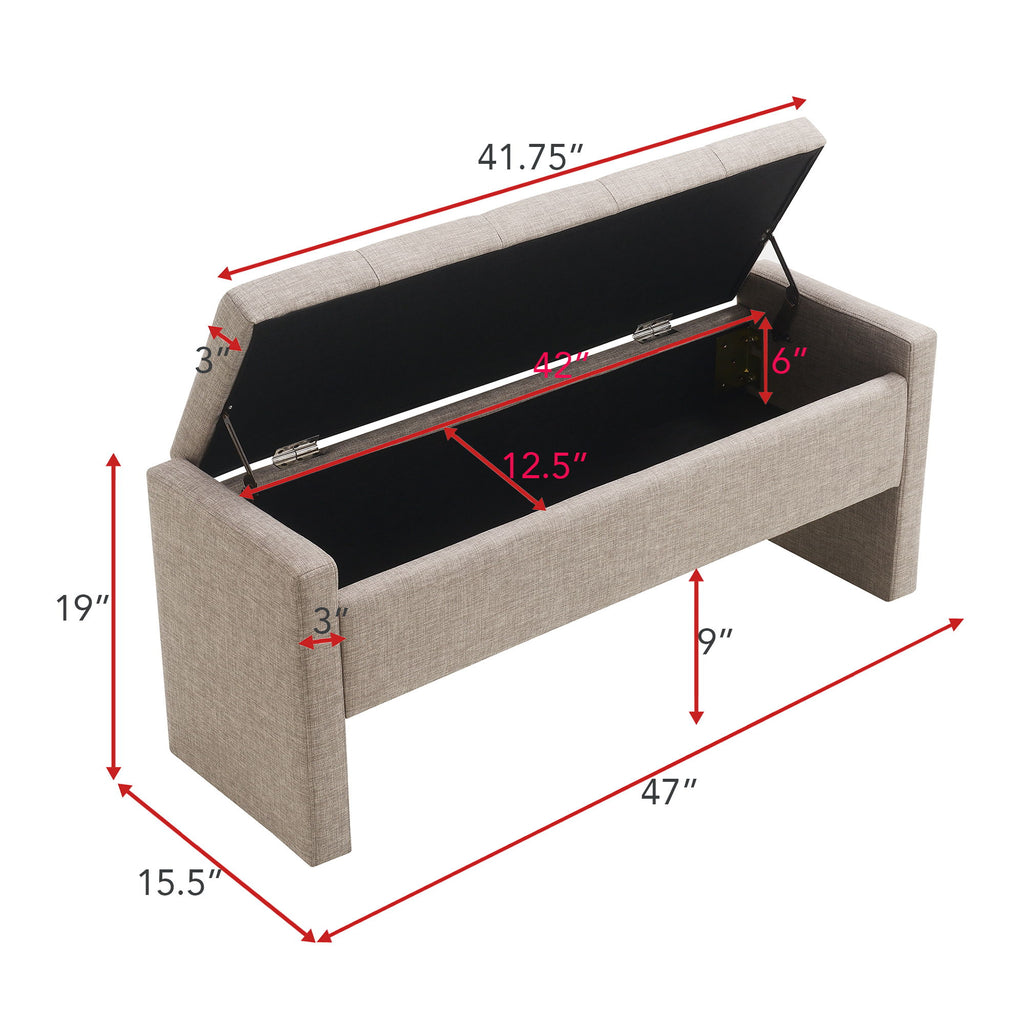 Modern Upholstered Large Bed End Bench With Storage