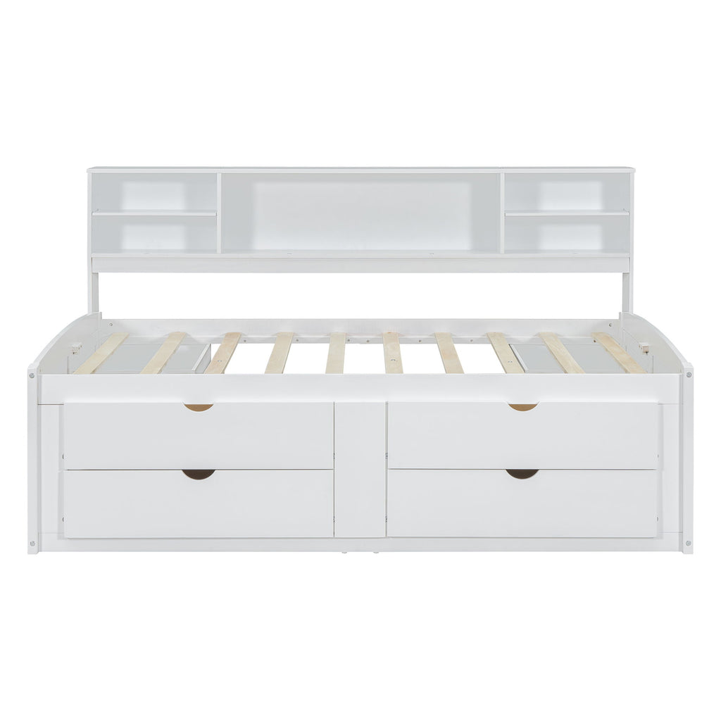 Daybed With 2 Bedside Cabinets, Upper Shelves And 4 Drawers