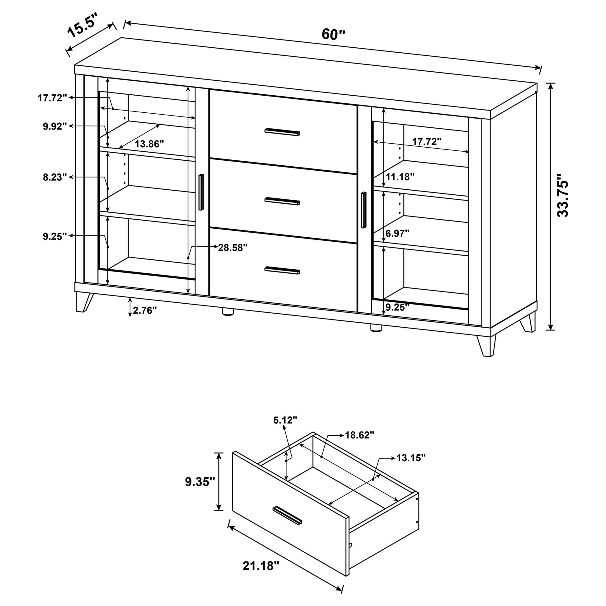 Nyler - 3 Drawer Rectangular TV Console - Cappuccino