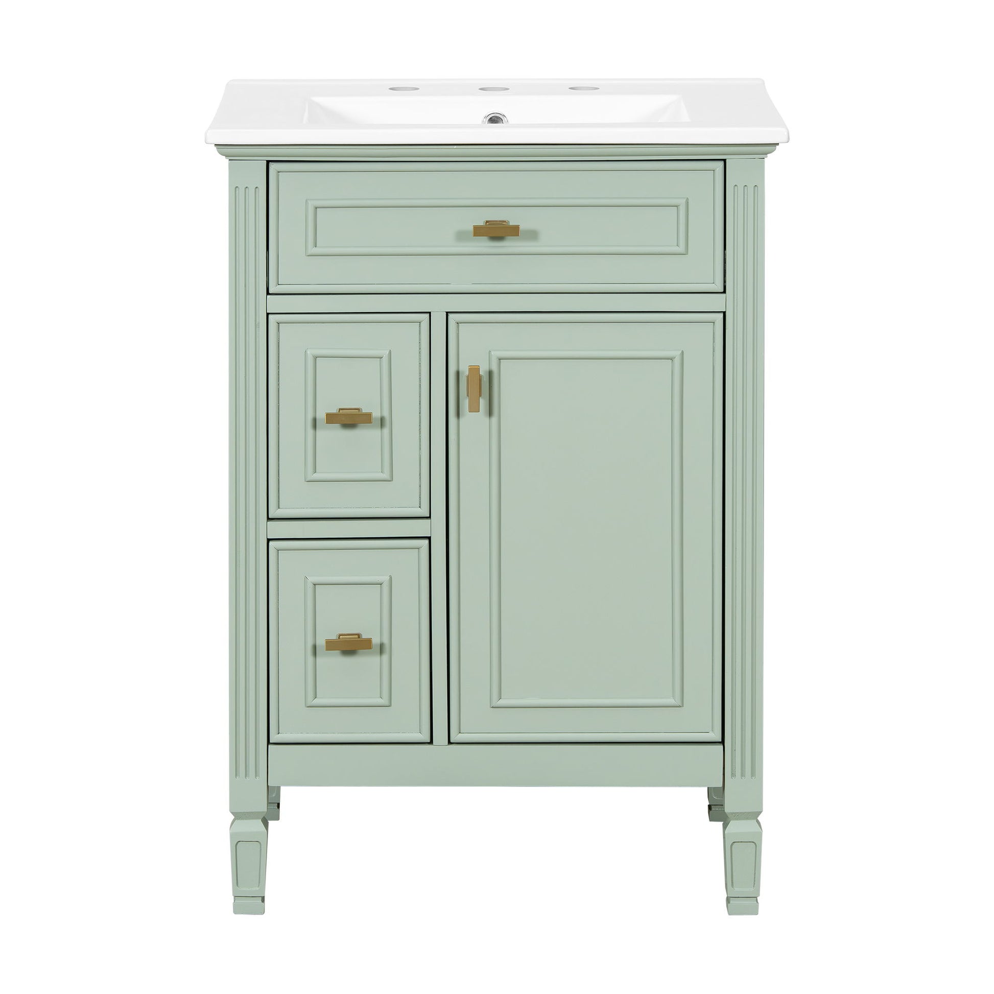 Modern Bathroom Vanity With Sink, Flip Drawer, 2 Drawers, Adjustable Shelf
