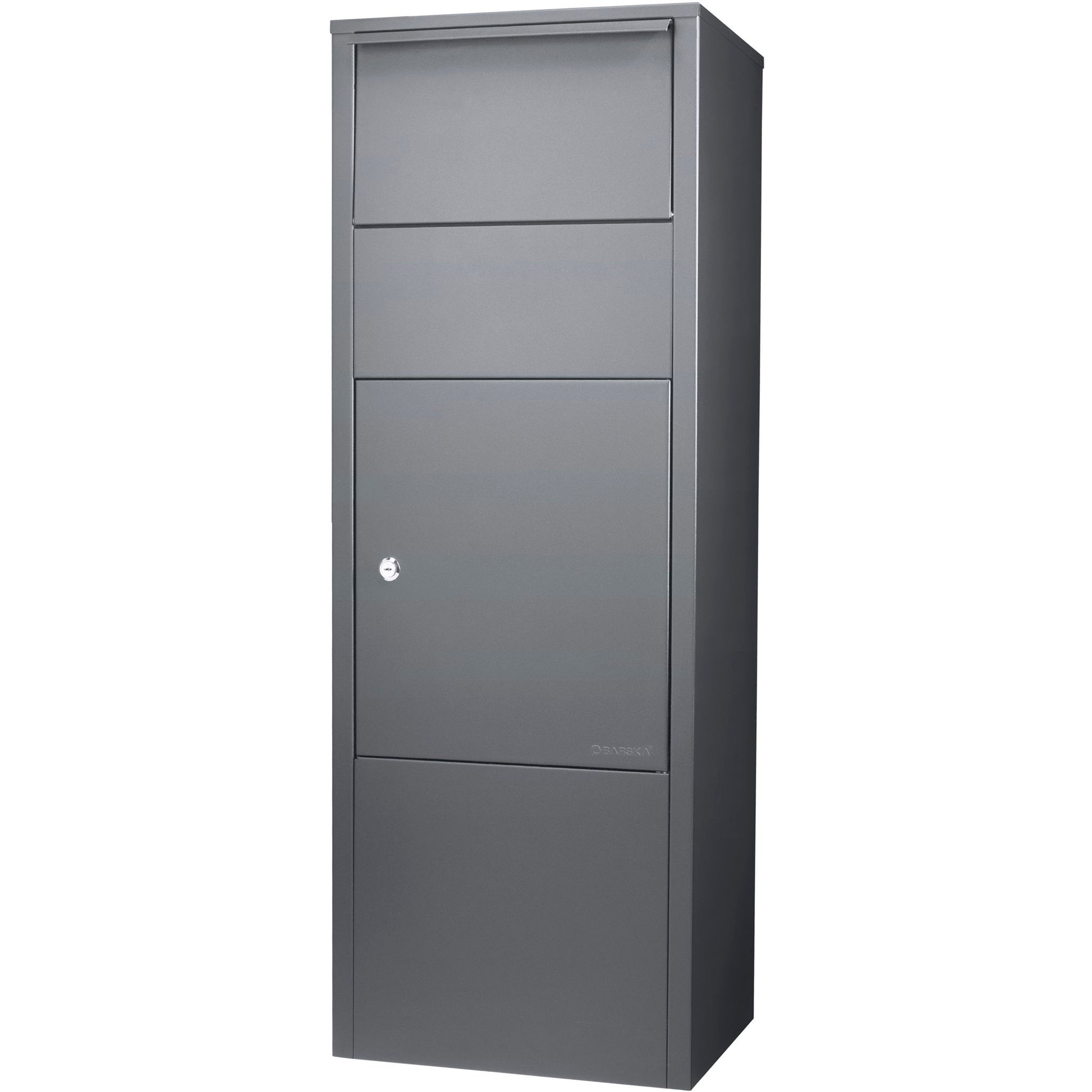 Steel Large Single Compartment Locking Parcel Drop Box With Keyed Access - Gray