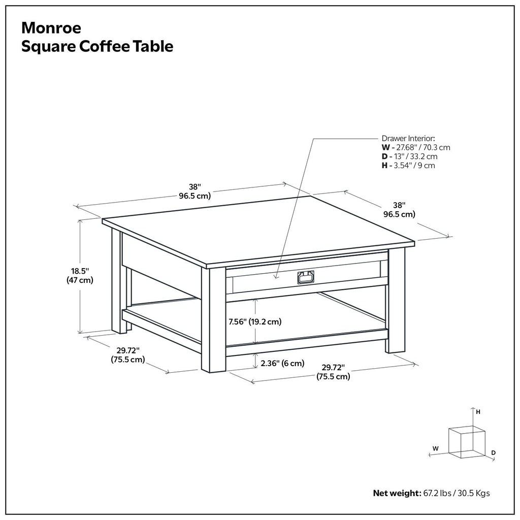 Monroe - Square Coffee Table - Dark Brown
