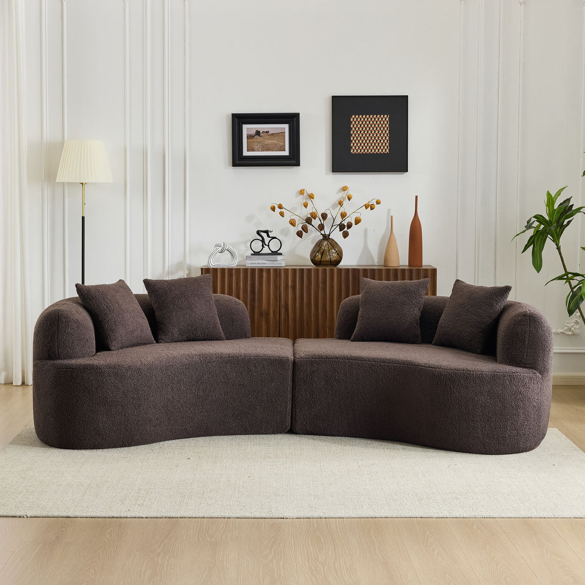 Curved 4 Seater Full Compression Sponge Sofa