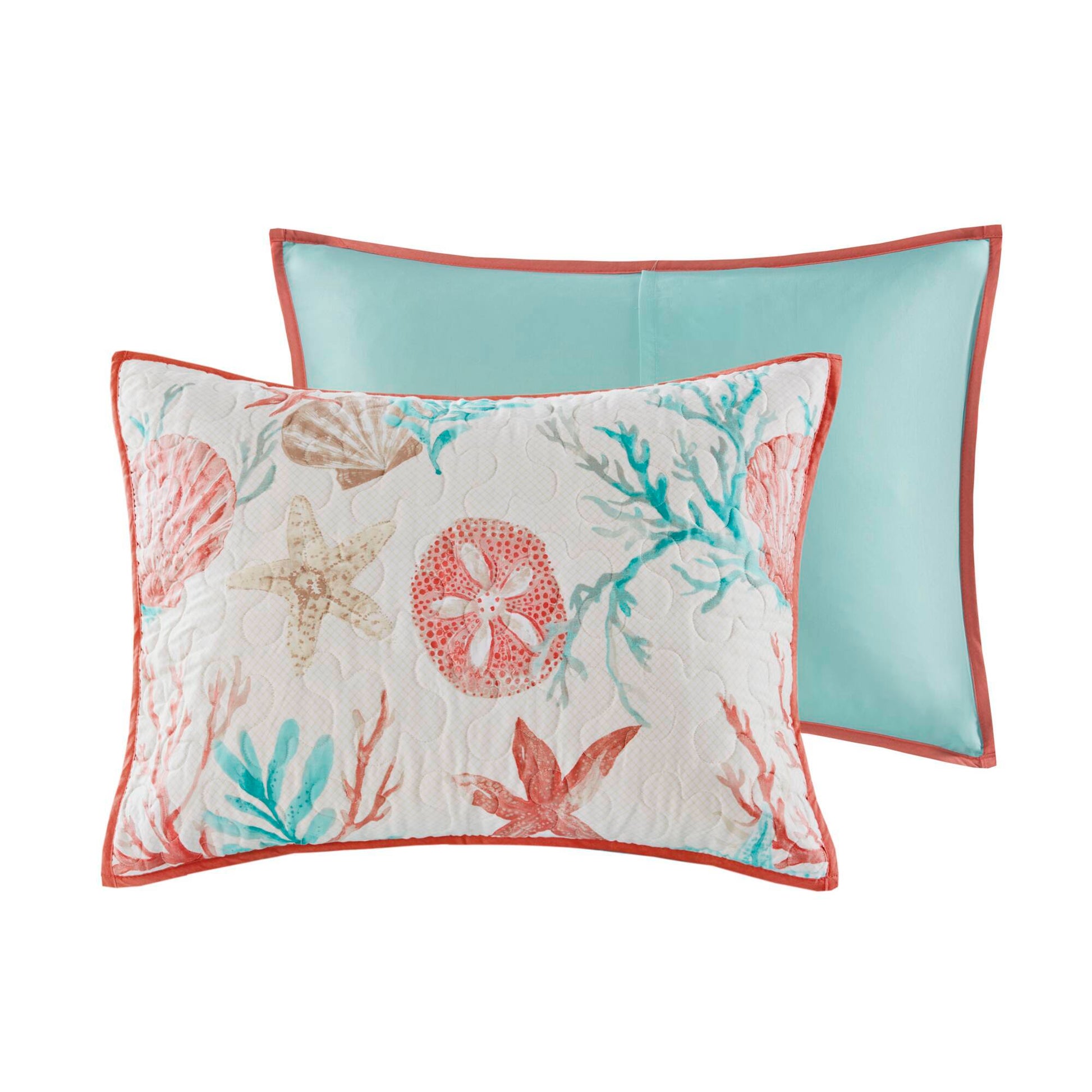 Pebble Beach - 6 Piece Reversible Coverlet Set - Coral