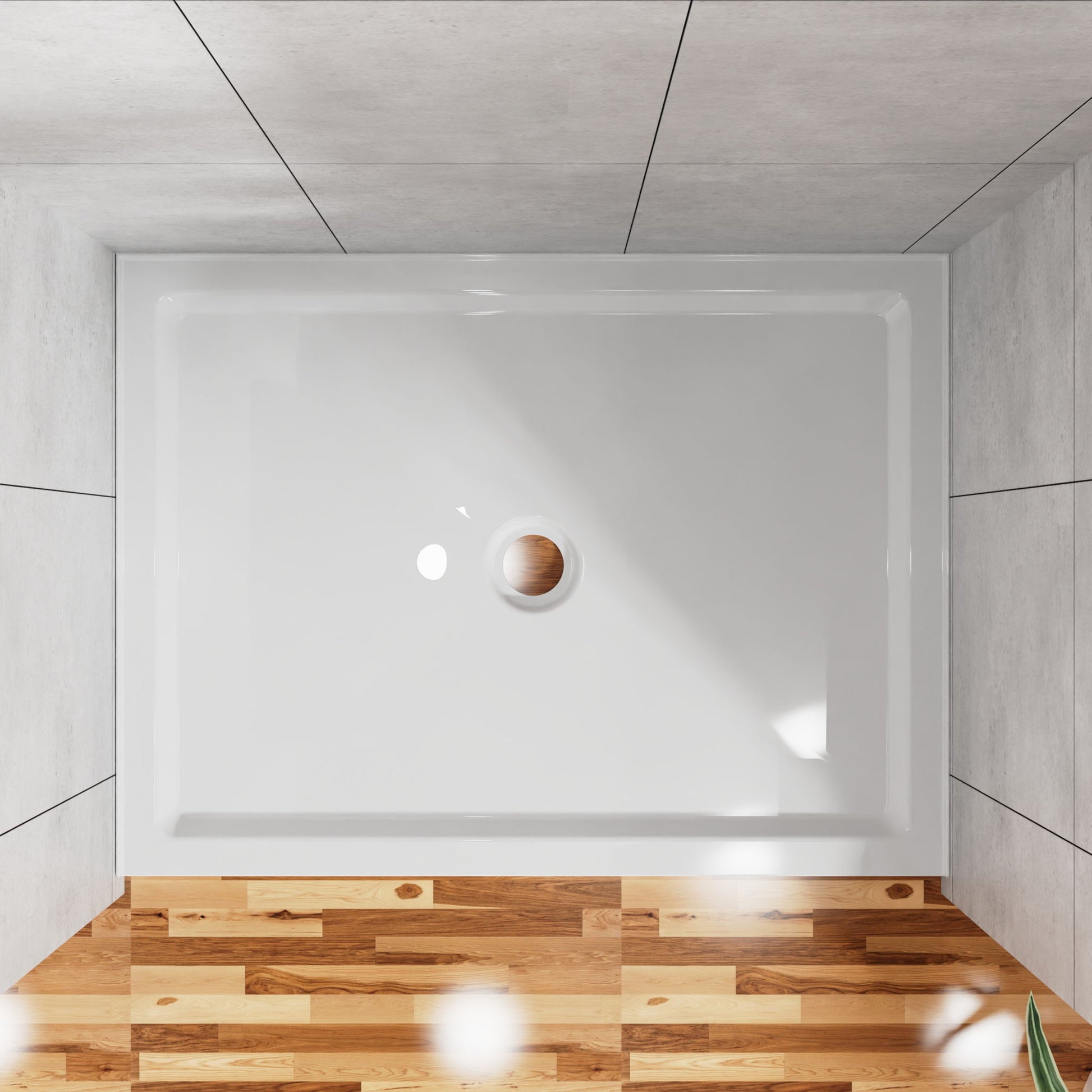 Shower Base Anti Slip Center Drain Single Threshold 32" X 48" - White