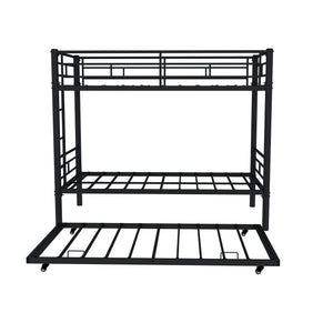 Metal Bunk Bed For Kids, Convertible Bedframe With Ladders & Guardrail