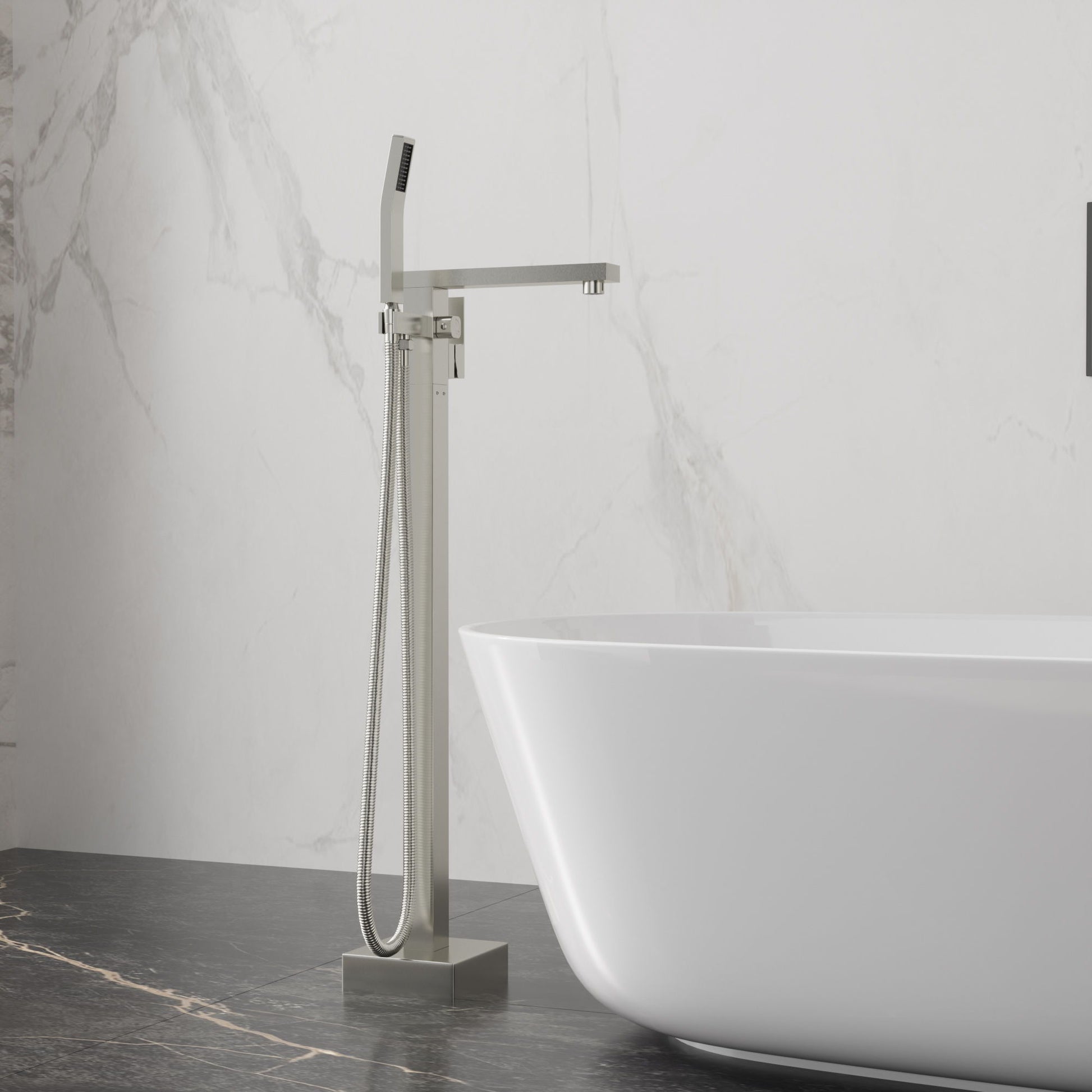 Freestanding Bathtub Faucet With Waterfall Tub Filler And Hand Shower