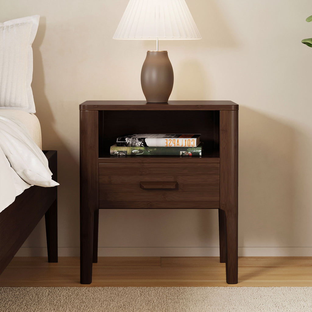 Modern Nightstand With Drawer And Open Shelf