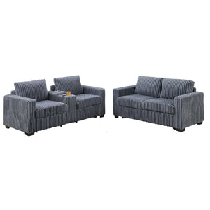 Modern Style 2 Piece Sofa Set With Cup Holders & Charging Port