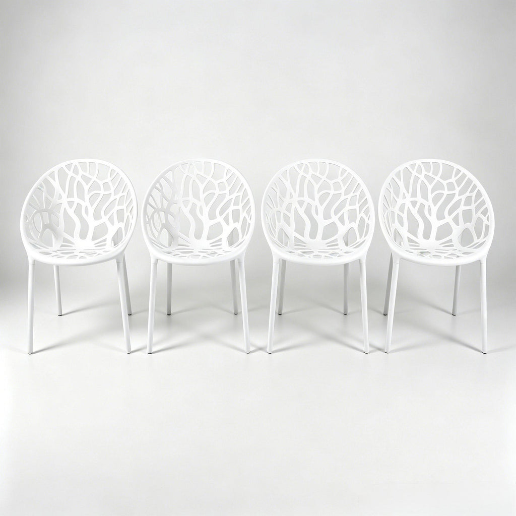 Dining Chair, Transparent Shell Design For Home (Set of 4) - White