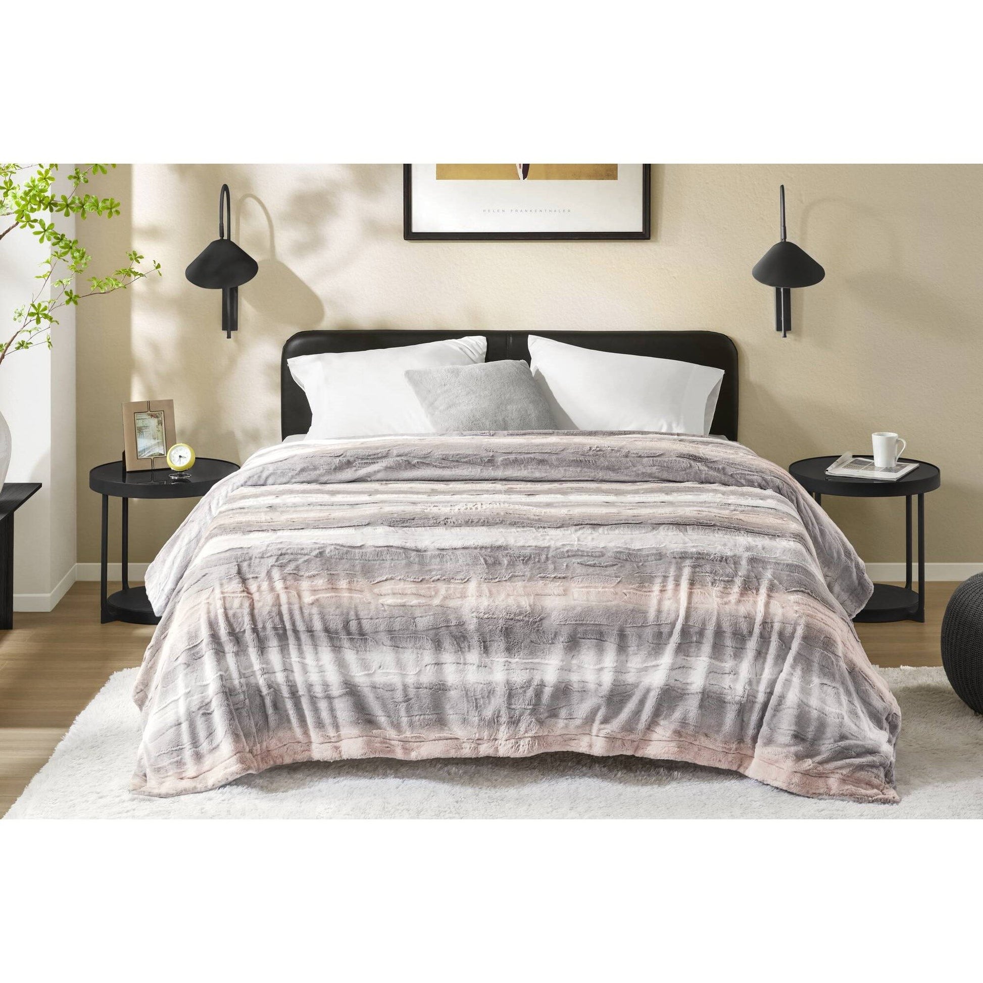 Zuri - 90" x 90" Blanket - Blush / Gray