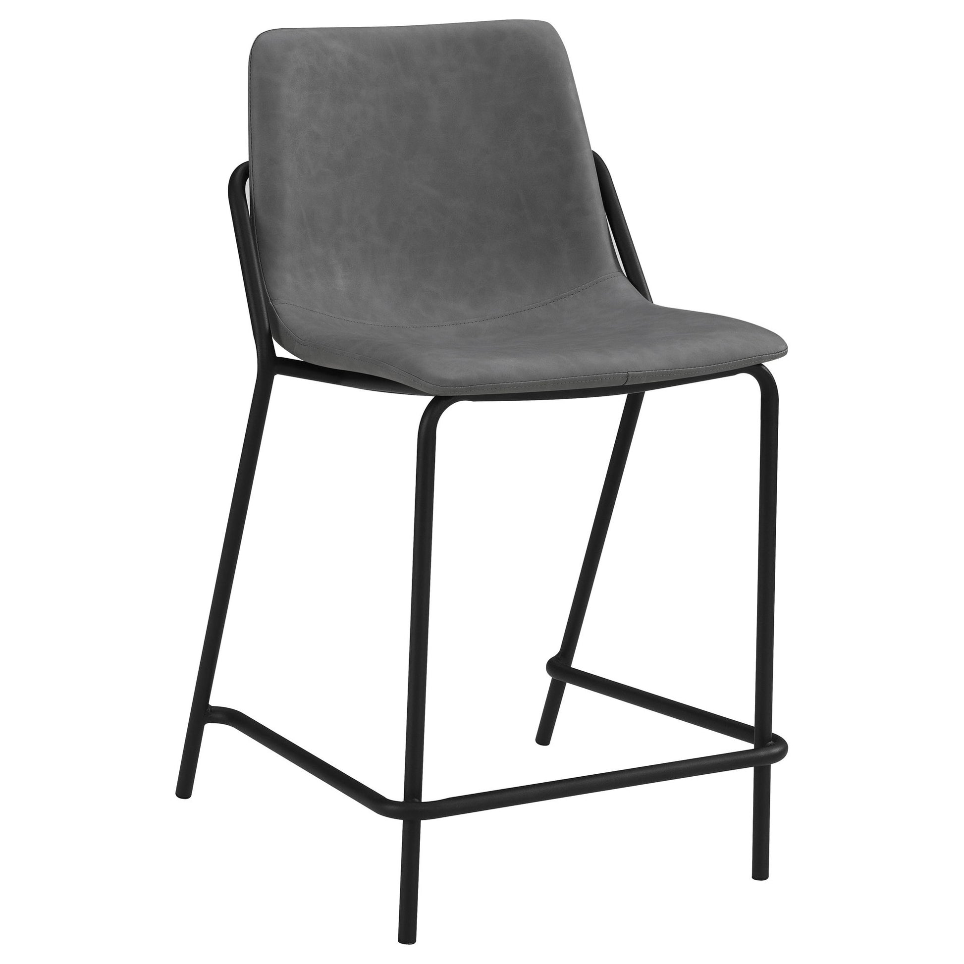 Counter Height Stools With Footrest (Set of 2) - Gray / Black