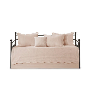 Tuscany - Twin 6 Piece Reversible Scalloped Edge Daybed Cover Set - Blush