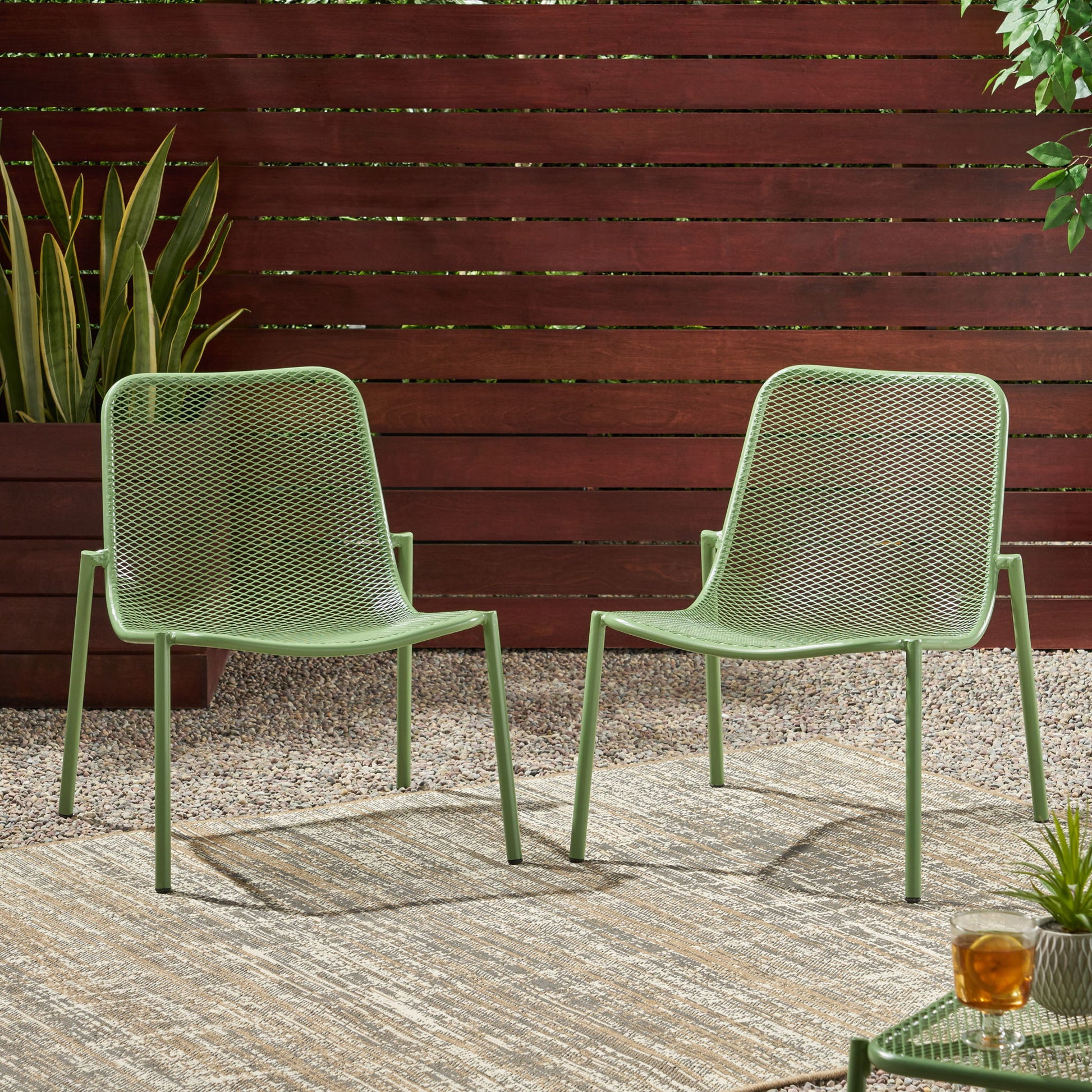 Outdoor Iron Chair With Mesh Design