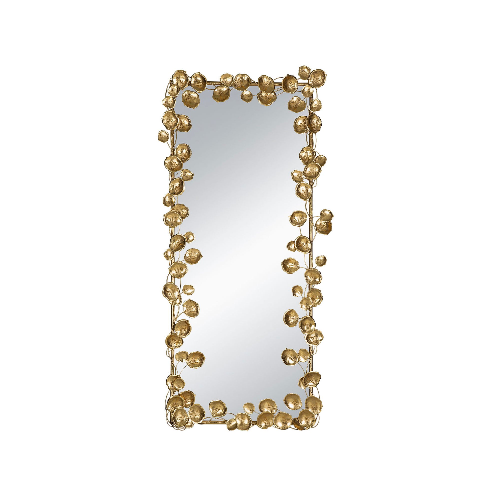 Full Length Mirror With en Leaf Accents, Floor Miiror For Living Room Bedroom - Gold