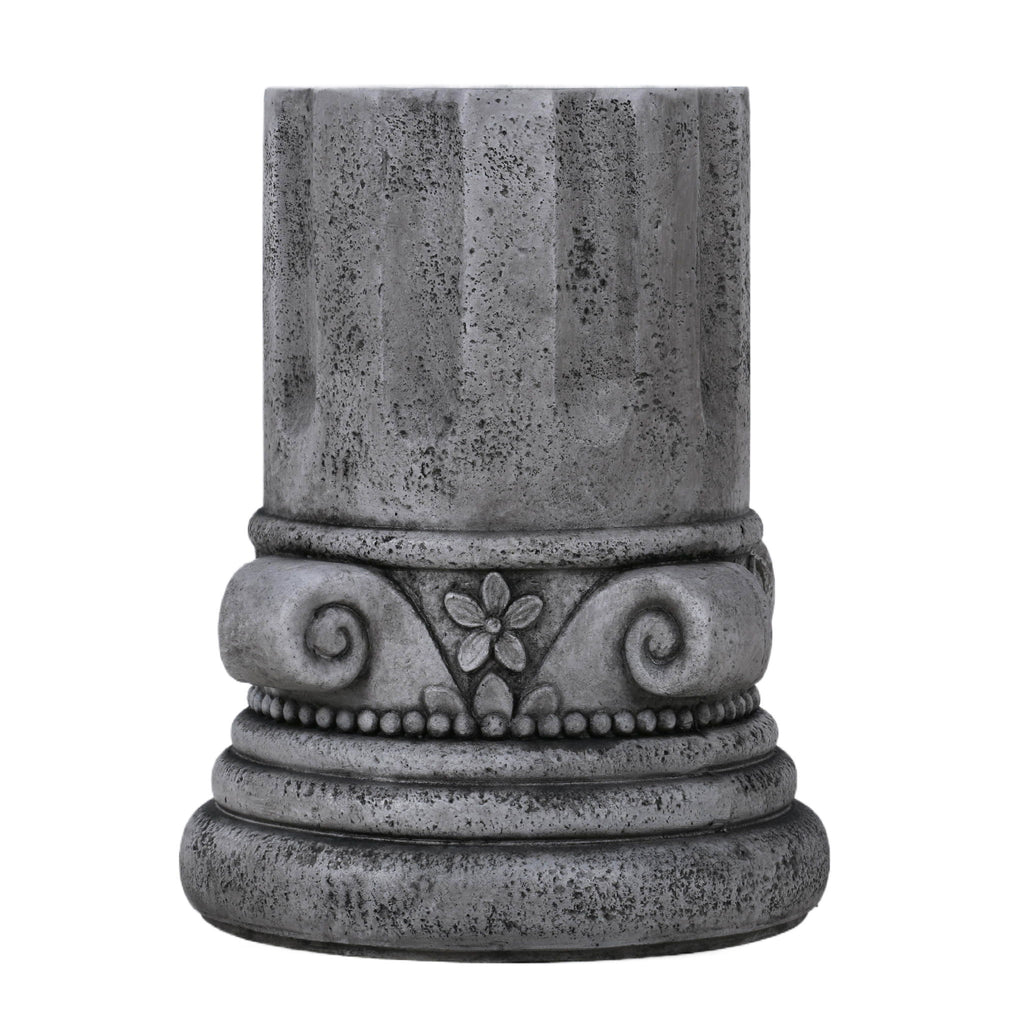 Outdoor End Table, Round Side Table For Patio And Garden - Antique Gray