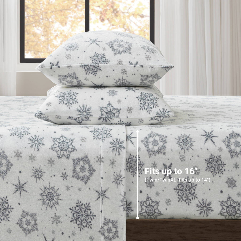 Micro Fleece - Sheet Set - Gray Snowflake