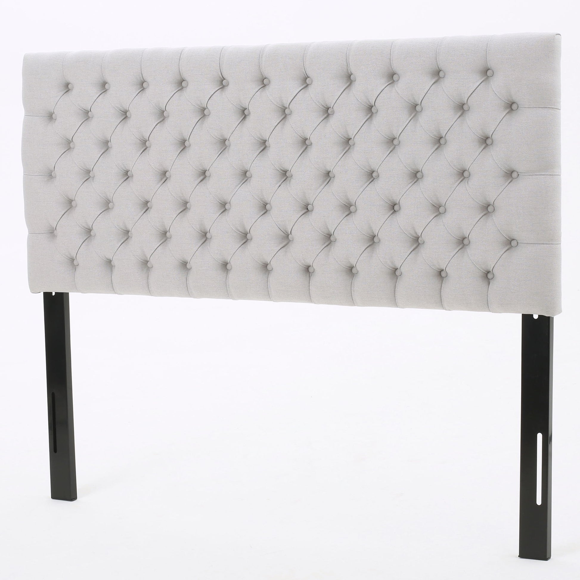 Queen Size Headboard With Button Tufting - Light Gray