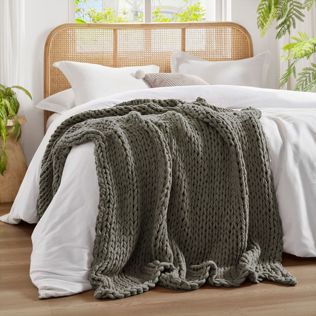Chunky Double Knit Handmade Throw - Charcoal