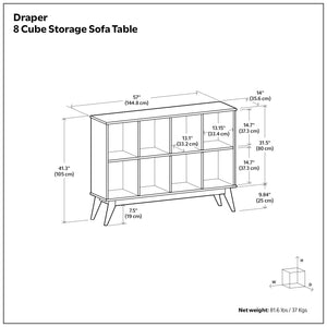 Draper - Mid Century 8 Cube Storage Sofa Table