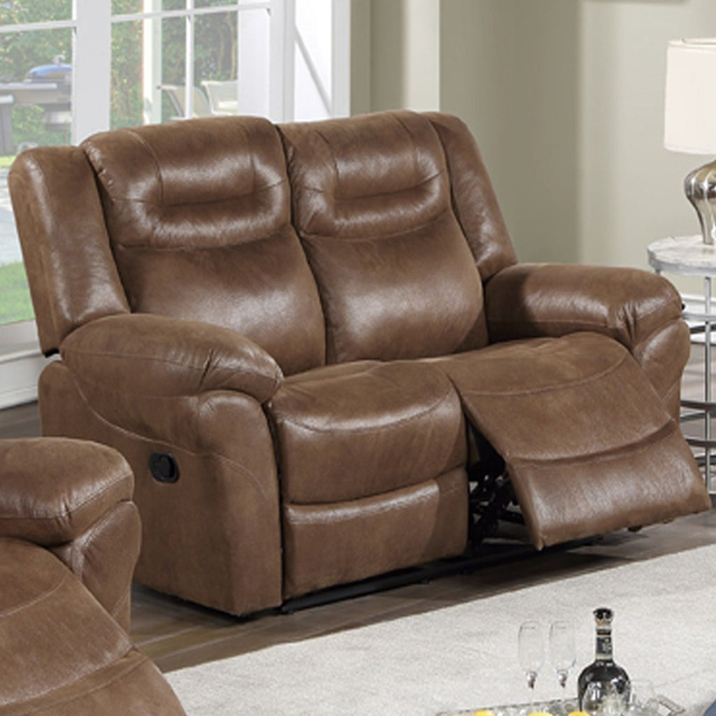 1 Piece Power Reclining Loveseat With USB Port, Fully Upholstered Pillow Arms And Headrest - Brown