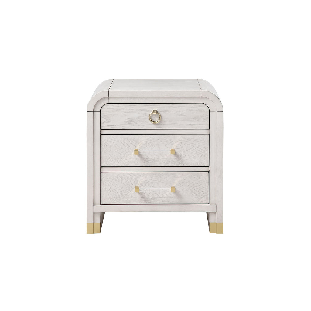 Malco - Nightstand With Spacious Drawer And Gold Metal Fluted Detailing - Black White