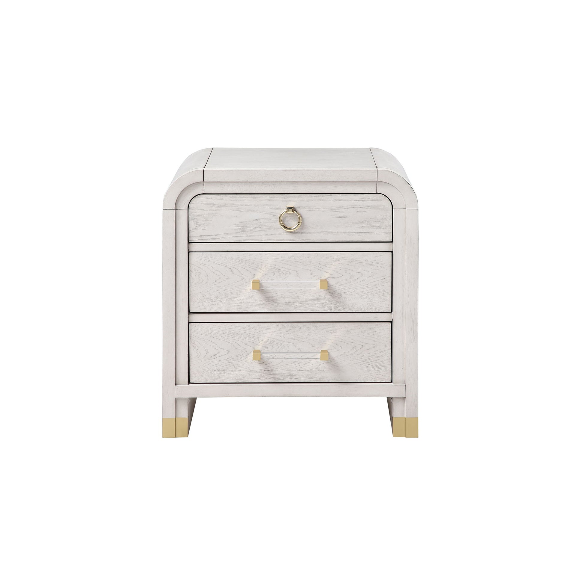 Malco - Nightstand With Spacious Drawer And Gold Metal Fluted Detailing - Black White