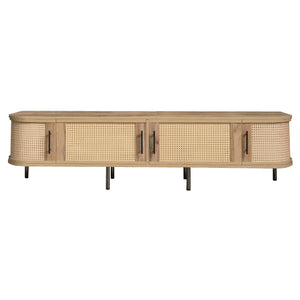 70" TV Stand With Doors, Construction For TVs Up To 80" - Natural Wood