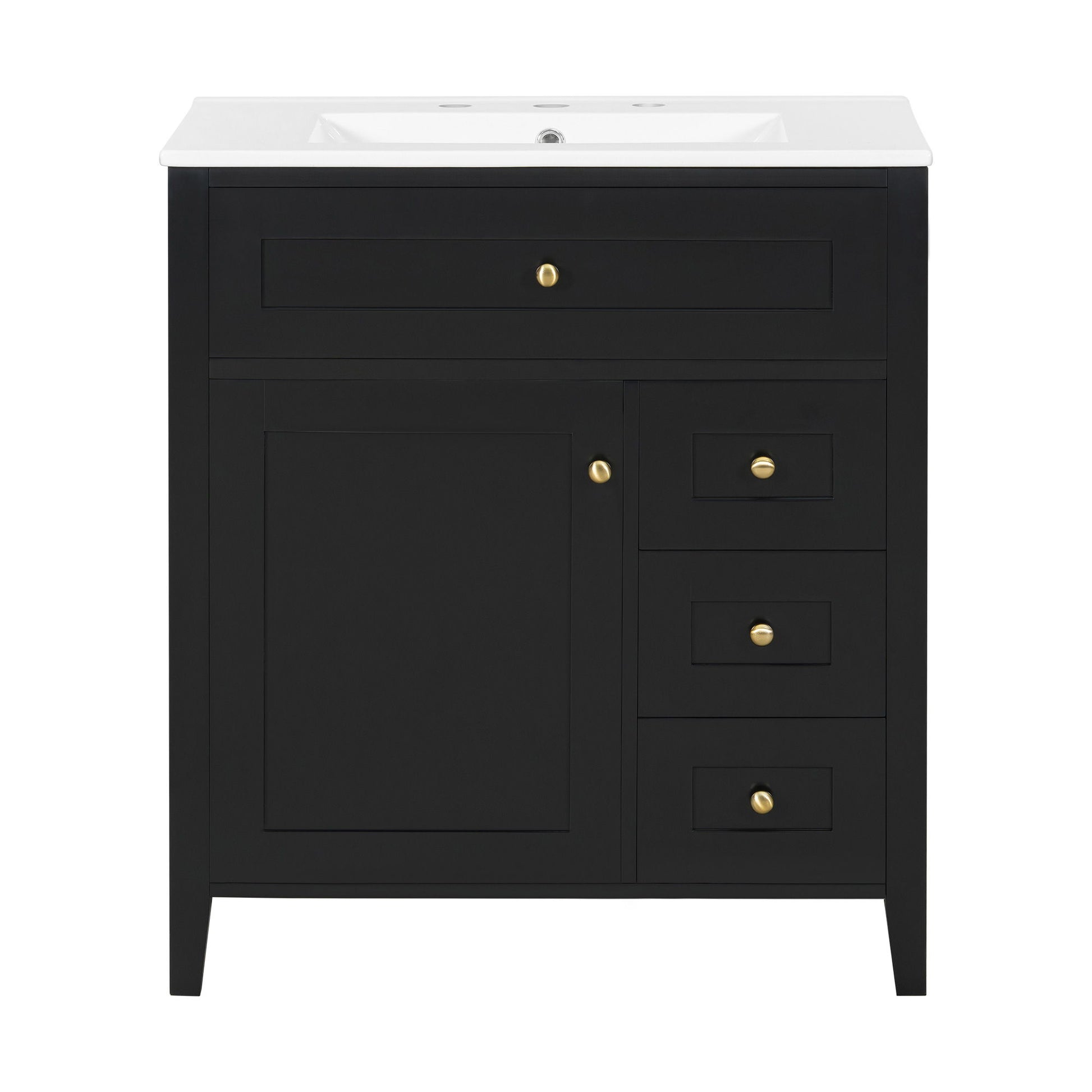 Bathroom Vanity With Sink, 3 Drawers And Adjustable Shelf