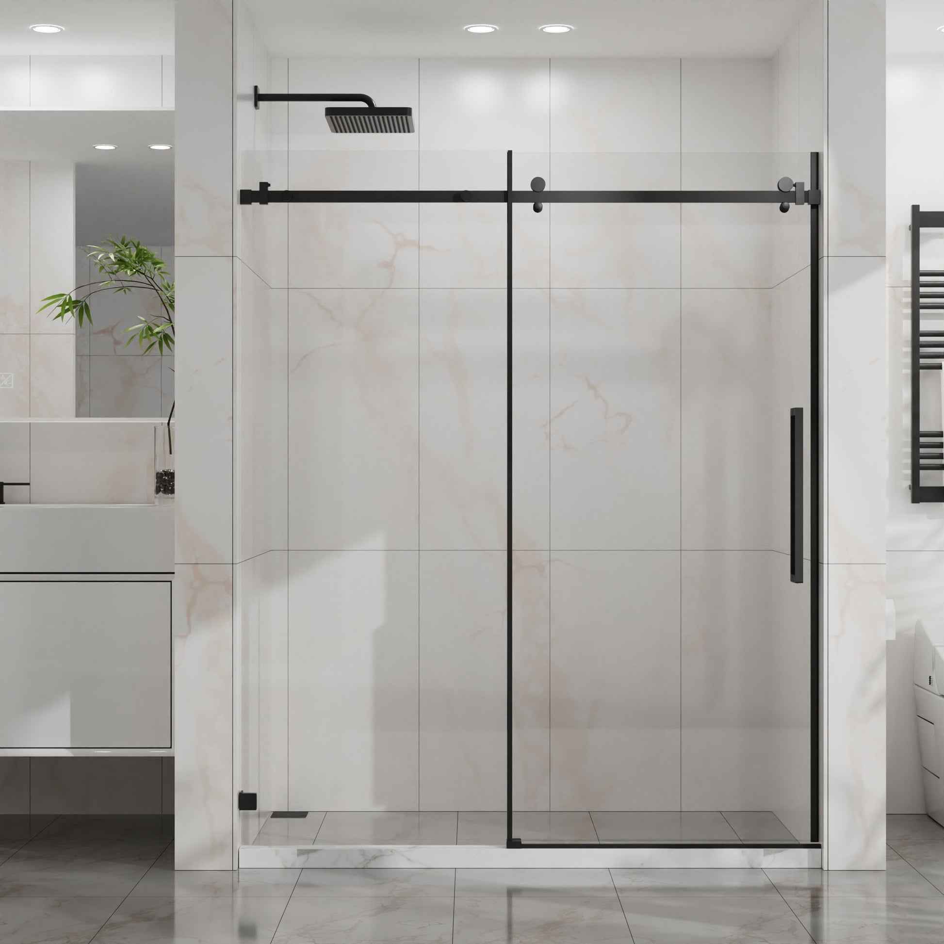 Frameless Tub Sliding Shower Door With Easy Clean Coating