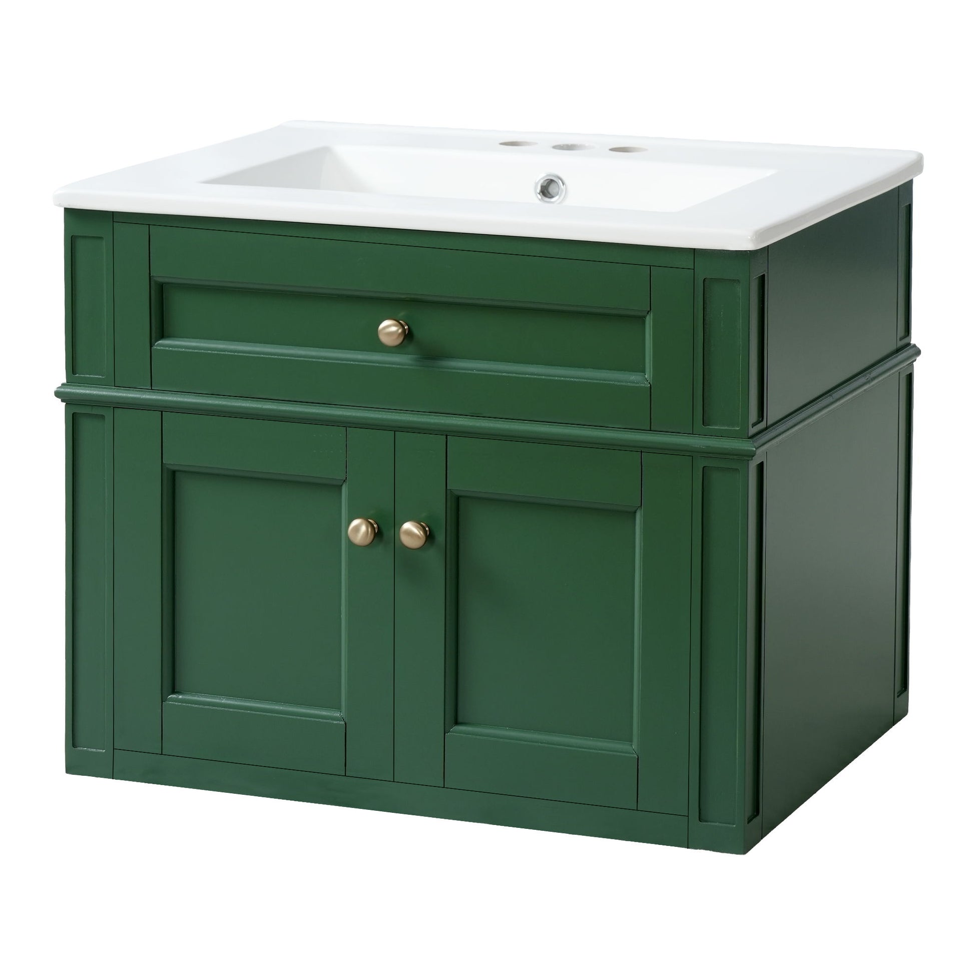 Wall Mounted Bathroom Vanity With Tip Out Drawer And Open Back Design