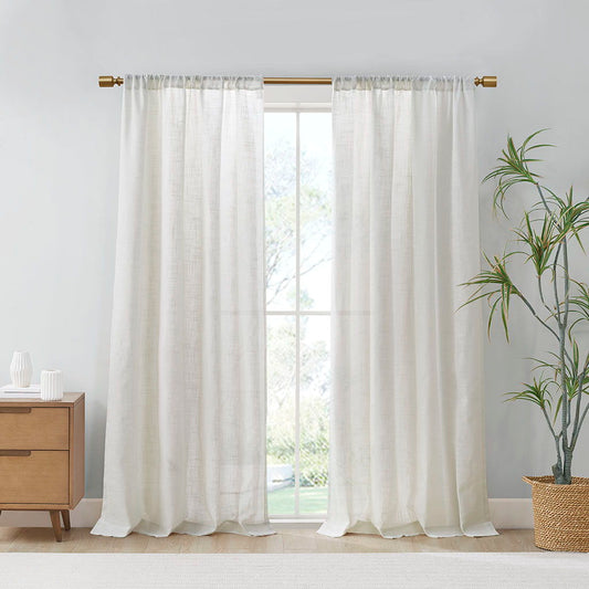 Kyler - Linen Blend Light Filtering Curtain Panel Pair - White