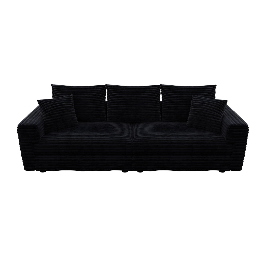 Plush Corduroy 4 Seat Sofa, Modern Comfy Upholstered Sofa Cloud Couch, Deep Seat Couches With Soft Pillows