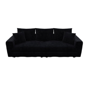 Plush Corduroy 4 Seat Sofa, Modern Comfy Upholstered Sofa Cloud Couch, Deep Seat Couches With Soft Pillows